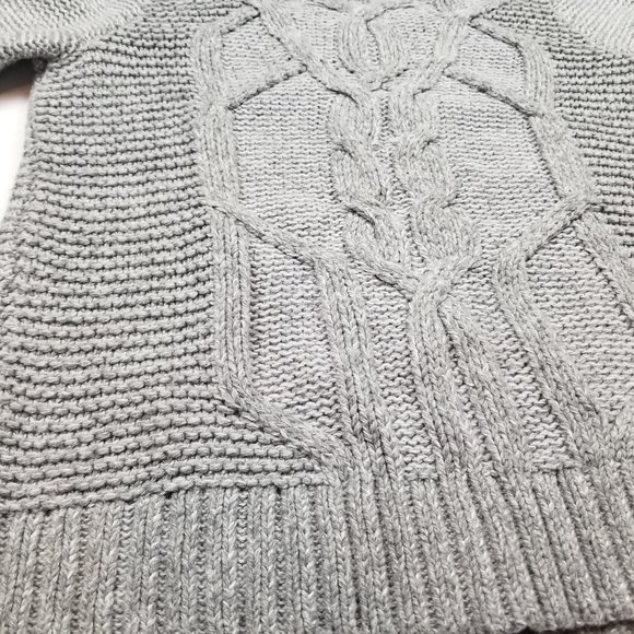 Abercrombie Gray Cable Knit Cozy Crewneck Fisherman Sweater sz S - Picture 4 of 9